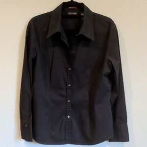 New York & Company Black Button-Down Shirt L